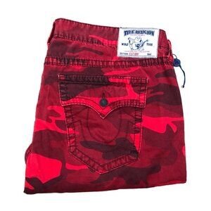 Vintage True Religion Jeans Size 46 Shorts CUT OFF Red Camo